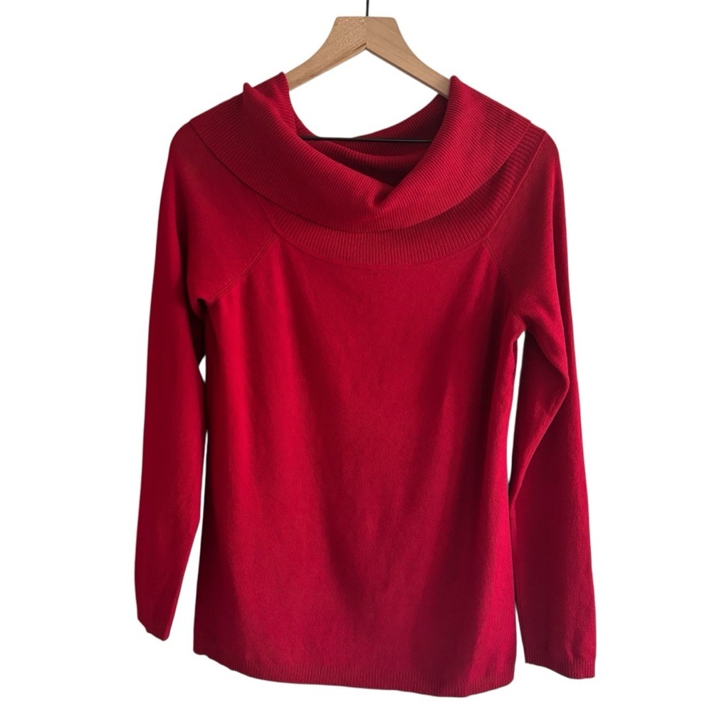 LOFT Cowl Neck Knit Sweater Size Large Long Sleeve Pullover Holiday Cozy Stretch - Picture 1 of 12